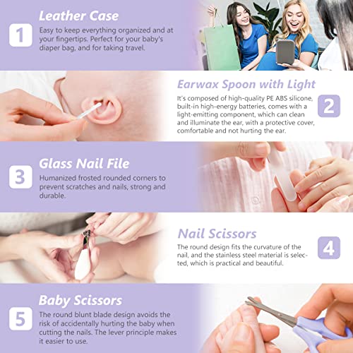 Baby Grooming Kit, Portable Baby Safety Care Set With Hair Brush Comb Nail Clipper Nasal Aspirator Etc For Nursery Newborn Infant Girl Boys Keep Clean (11 In 1 Purple) #TOP2