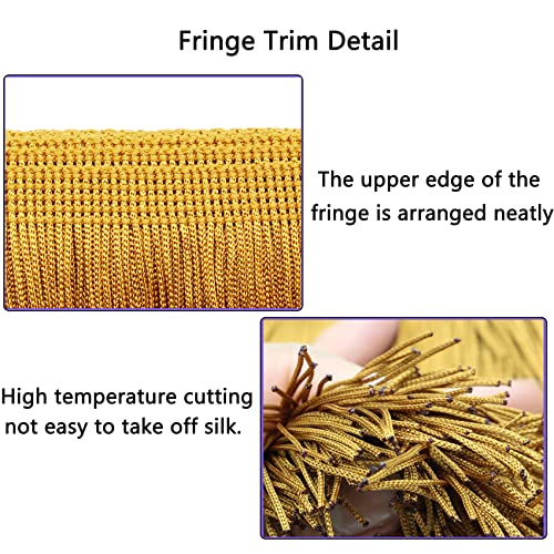 Dortrue 10 Yards Of 6" Gold Fringe Trim Tassel Sewing Trim For Clothes Accessories Latin Wedding Dress Diy Lamp Shade Decoration #TOP2