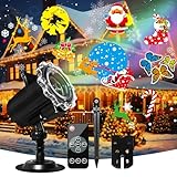 Segotendy Halloween Projector Lights Outdoor, Waterproof Christmas Lights with 64 HD Cartoons, Snowflake Projector with Remote Control Timer for Muti Holiday Party Halloween Decorations