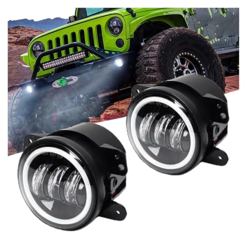 Phare antibrouillard LED 4" Jeep Wrangler JK avec anneau halo blanc et clignotant intégré