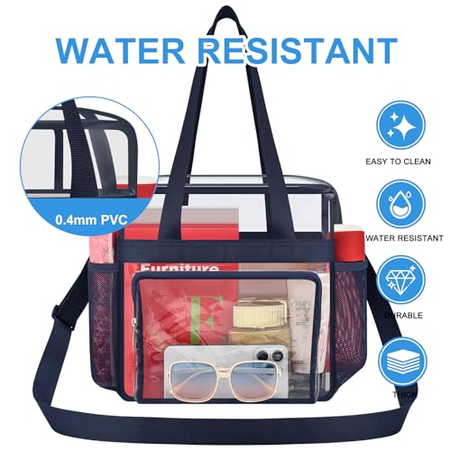 Image of Busiuw Clear Bag for Stadium Events, Stadium Approved 12x12x6 Clear Tote Bag for Sport Fan, Work Concert Travel