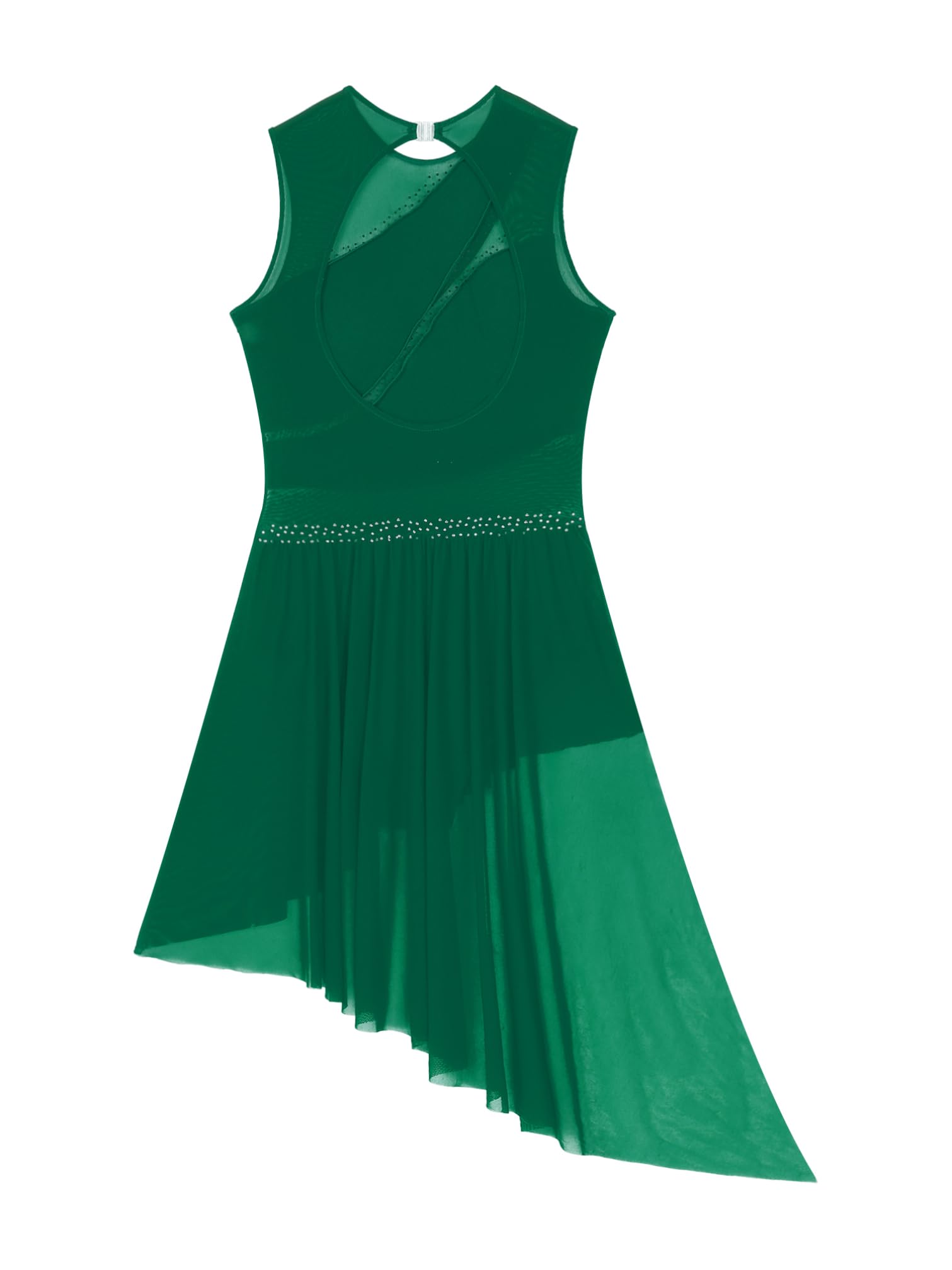 Vestido de Patinaje Mujer Maillot Artístico con Falda sin Mangas Brillante