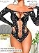 Kaei&Shi Rave Outfits For Women, Rhinestone Bodysuit Fits 0-16, Exotic Dancer Sexy Tops, Fishnet Stripper Plus Size Lingerie,Black