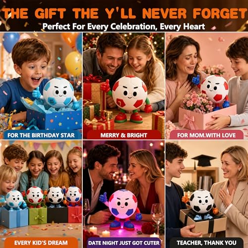Image of FAMIDUO Soccer Night Light, Soft Silicone, Warm+RGB Light,Kids Bedside Lamp