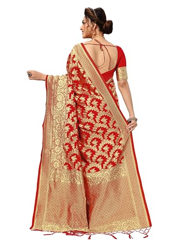 Image of TRENDMALLS Women's Banarasi Silk Saree with Unstitched Blouse Piece