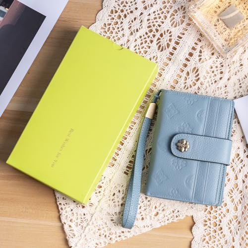Image of XINNSTAR Small Wallet for Women RFID Blocking Leather Trifold Compact Card Wallets Ladies Wristlet Purse with Zipper Coin Pocket ID Window