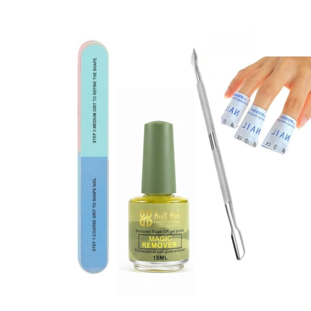 Bolt Bee Professional Magic Nail Polish Remover Tool Kit with Nail Filler, Cuticle Pusher & 5 Wet Wipes – Easy Nail Art Remover & Cleaning Set for Salon & Home Use-image-35