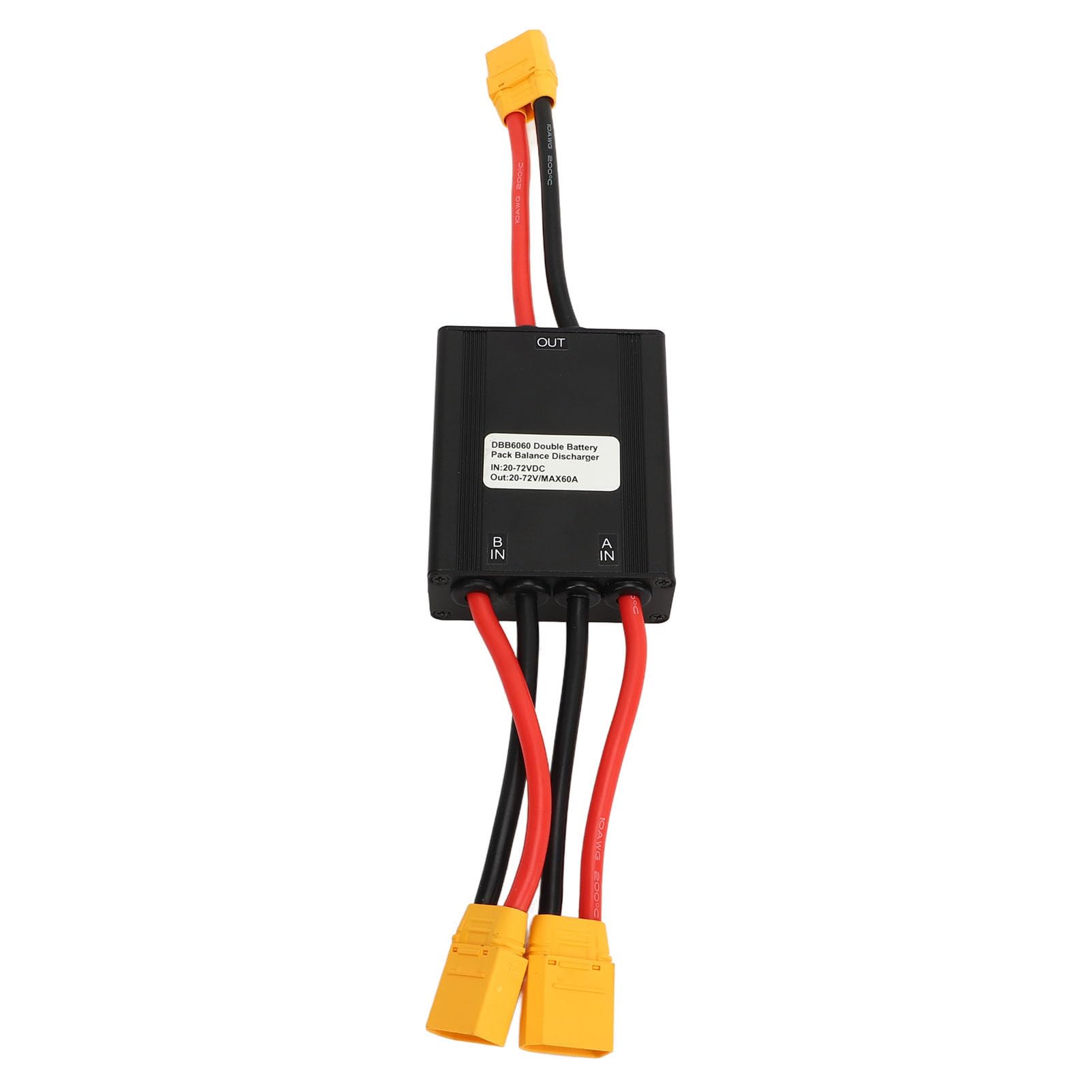 Konwerter Rozładowywania Podwójnego Akumulatora Roweru Elektrycznego, Adapter Modułu Równoległego z Podwójnym Akumulatorem od 20 V do 72 V, Adapter Złączy XT90 Zapewniający większą (60A)