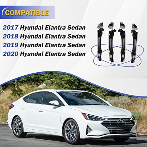 X4Xz 4Pcs White Exterior Outside Door Handle Front Rear Left Right With Cover For 2017 2018 2019 2020 Hyundai Elantra Sedan 82651-F0010 #TOP1