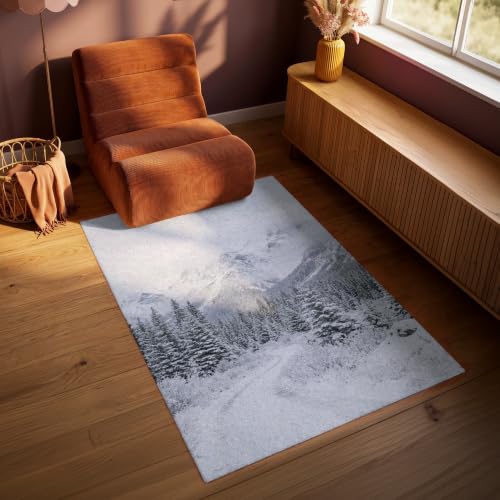 Alfombra salon rectangular OnlyWow de 90x150 cm con diseño de carretera de montaña 3