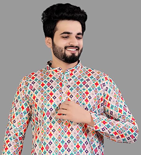 Image of Men's Printed Cotton Kurta