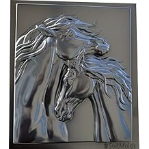 SvitMolds Mold DIY Panno Panel Bas-Relief Nice Horses Heart Head Concrete Plaque Moulds Decor Wall D82