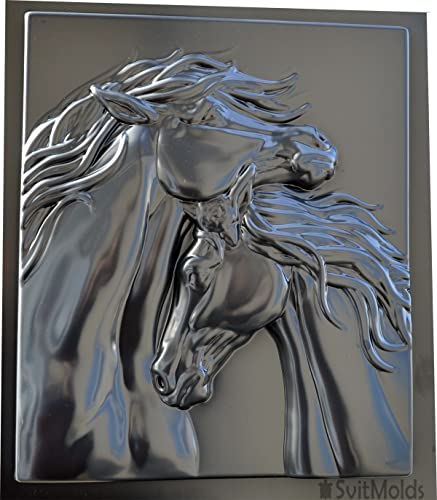 SvitMolds Mold DIY Panno Panel Bas-Relief Nice Horse's Heart Head Concrete Plaque Moulds Decor Wall D82