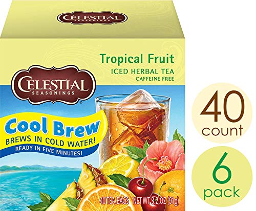Celestial Seasonings Cool Brew Iced Tea, Tropical Fruit, 40 Count per box, Pack