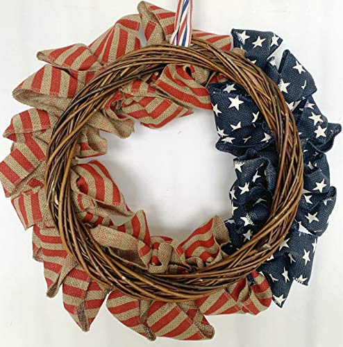 24 Inch Summer Patriotic Front Door Wreath 4Th July Independence Day Wreath America Patriotic Flag Burlap Farmhouse Wreath Memorial Day Americana Wreaths For Front Door Window Christmas Decor #TOP4