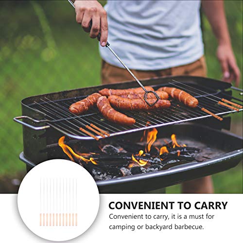 Hemoton Conjunto de 12 peças de palitos de churrasco de aço inoxidável, reutilizáveis, longos espeto