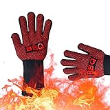 Linsition Grillhandschuhe - Strapazierfähige isolierte Handschuhe rutschfeste Silikon-Grillhandschuhe - Küchenhandschuhe zum Grillen Grillen Kochen Backen Camping