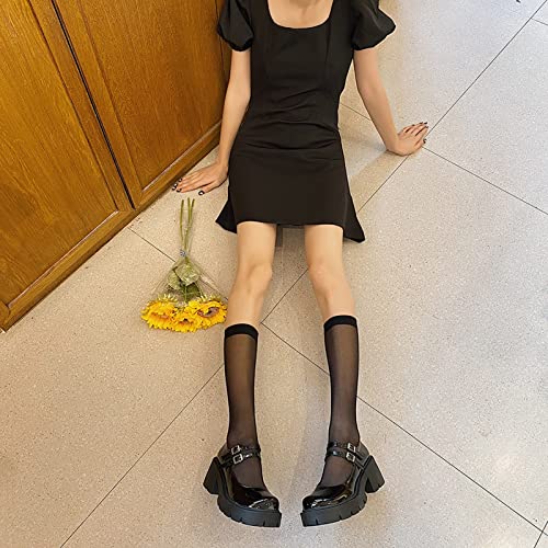 Mary Jane Shoes for Girls School Uniform Leisure Dress Shoe Low Heel Flats for Little/Big Kids (Color : Black, Size : 7.5 US)4