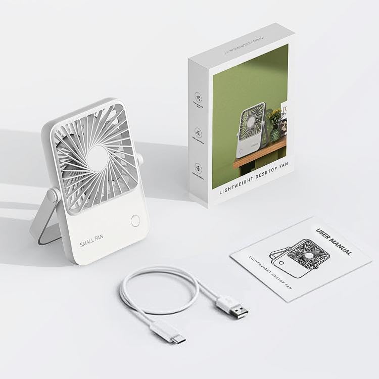 Image of Dravina Portable Desk Fan Battery Operated - 3000mAh, Foldable, 3 Speed Modes Strong Airflow, Small Personal Fan with 180 Adjustable Tilt Angle, Quiet Cooling Fan for Home, Office, Dorm