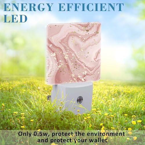 Image of Plug in Night Lights Gold Splatter Texture Liquid Marble Nightlight Plug Into Wall Dusk to Dawn Sensor LED Night Light for Kid Girls Boys Room Decor,Hallway,Kitchen,Bathroom,Nursery,Stairs