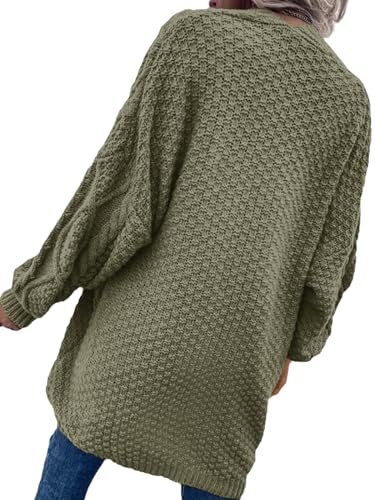 Image of Dyexces Womens Oversized Cable Knit Long Sleeve Lantern Cardigan Sweaters