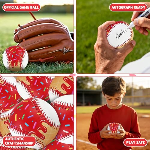 AKAIXI Baseballs PVC 9in Practice Baseball for Training Hitting Lifestyle Decor Ideal Personalized Inspired Gifts for Players Coaches Moms (Red Drip, Baseball Set (1 Piece)) — view 4