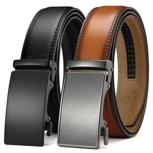 Image of CHAOREN Leather Ratchet Belt Men 2 Pack - Customizable Fit, Effortless Style (35mm)