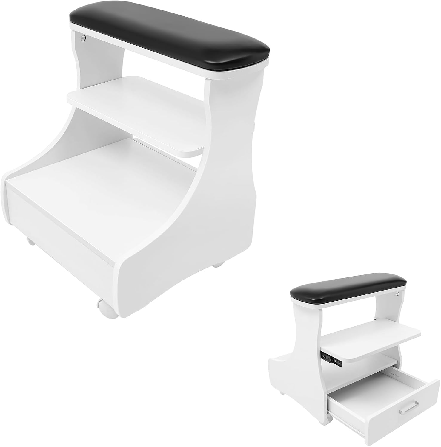 Portable Foot Bath Stool, Footbath Stool with 4 Universal Wheels, Manicure Pedicure Footrest, Foot Rest Pedicure Manicure Furniture, for Foot Soaking