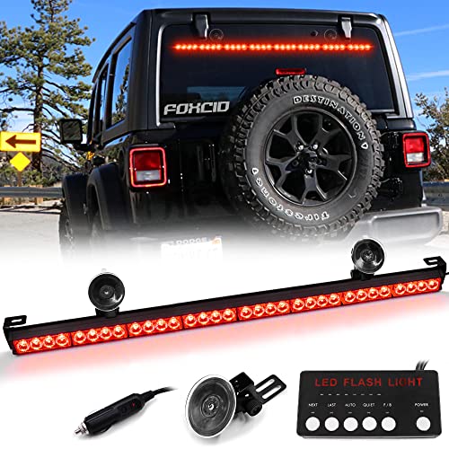 Barre lumineuse stroboscopique 32 LED rouge pour pare-brise de camion