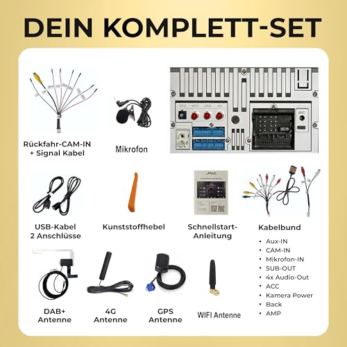M.I.C. AV8V7-L2 Android 14 Autoradio für VW Golf 5/6 Passat Touran Tiguan T5 / Skoda/SEAT (RNS/RCD Ersatz) – 8\ QLED, 4GB+64GB, Apple CarPlay/Android Auto, DAB+(Antenne inkl.), CANBUS integriert
