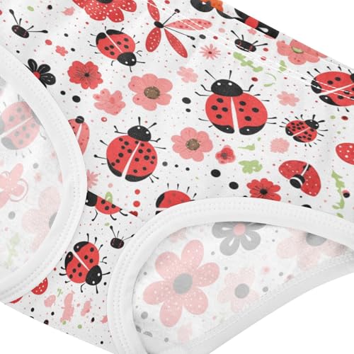 Wusikd Ladybugs Flowers Girls' Underwear Cotton Red Pink Girls Briefs Soft Toddler Underwear 2T4