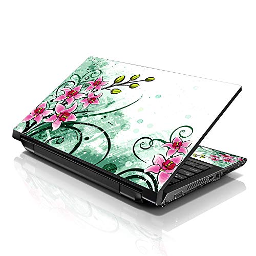 Image of LSS 17 17.3 Inche Laptop Notebook Skin Sticker with 2 Wrist Pads - Reusable Cover Protector Vinyl Sticker Cover Decal Fits 17 inch - 19 inch HP Asus Acer Samsung - Pink Flower Floral Pattern