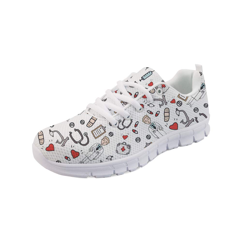 Showudesigns Damen Laufschuhe Atmungsaktiv Turnschuhe Schnürer Sportschuhe Sneaker Cartoon Bär Nurse