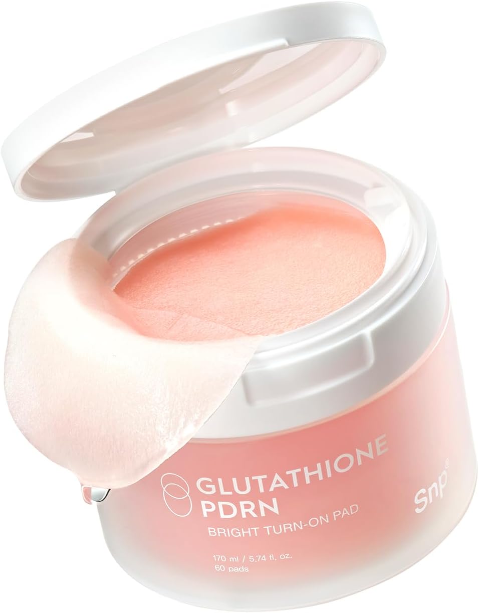 Snp PDRN+99% Glutathione+Niacinamide Facial Toner Pads | Treat Blemishes Exfoliating Pad | LHA, PHA Acne Pad | Bamboo & Vitamin C, E, Ferulic Acid Double-Sided Patch | Toner Pads Korean | 60 Sheets