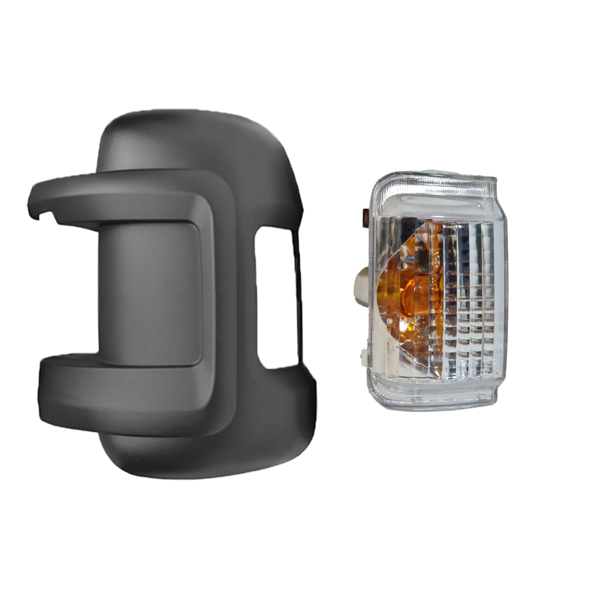 Cubierta de espejo + intermitente izquierdo espejo retrovisor exterior tapa del lado del conductor + luz intermitente compatible con Peugeot Boxer Fiat Ducato Citroën Jumper a partir de 2006