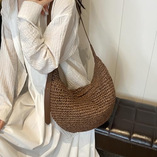 Straw Hobo Shoulder Bags for Women Crossbody Bag Woven Beach Tote Handbag Summer Travel Bag2
