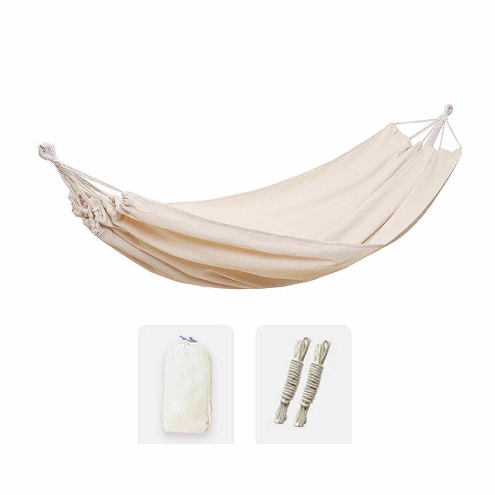 Hamacs pour L'extérieur Blanc, Matériau en Toile Confortable Et Durable avec Sac De Rangement Portable pour La Plage, Le Camping, Le Jardin,Blanc