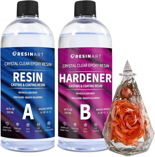EPRESINART Resina Epoxi, 36oz/1064ml 1:1 Epoxy Resina No TóxicaTransparente Kit para Madera, Creaciones Artísticas, Restauración, Azulejos de Pared,Piso