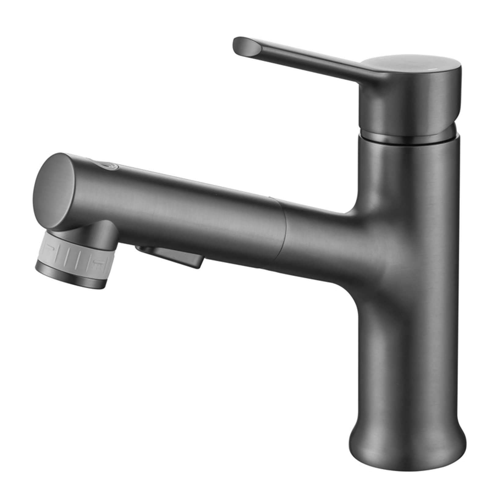Mitigeur de lavabo avec douchette extractible laiton brossé doré et gris
