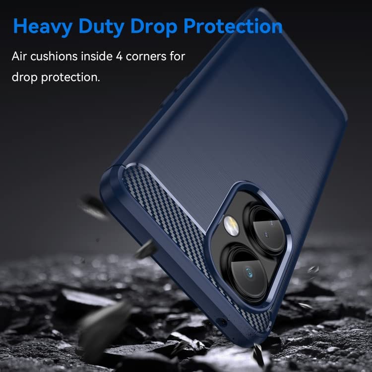 Image of NPRC Hybrid Ultra Slim Protective Case TPU Non-Slip Carbon Fiber Texture Shockproof Case Cover for Oneplus 6 - Blue