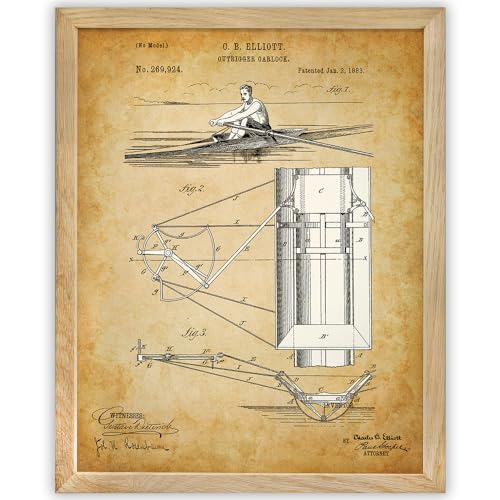 Rowing Boat Racing Sculling - 11x14 Framed Patent Print -