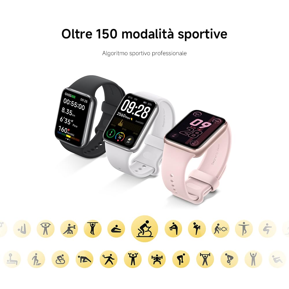 XIAOMI Smart Band 9 Pro Schermo AMOLED 44mm Telaio Alluminio Autonomia 21 giorni Monitoraggio SpO2 GPS 5 ATM