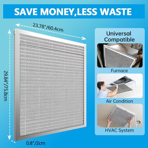 Image of UBeesize 24x30x1 Reusable Electrostatic Air Filter HVAC AC Furnace Filter,MERV 8,Washable, Lasts a Lifetime,Permanent Air Filter,Breathe Fresher,Home And Office(Actual Size:23.78x29.84x0.8 Inch)