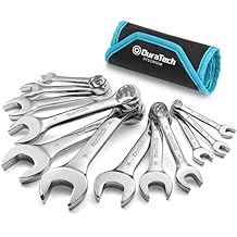 DURATECH Stubby Combination Wrench Set, Metric, 12-Piece, 8-19mm, 12 Point, CR-V Steel, with Rolling Pouch