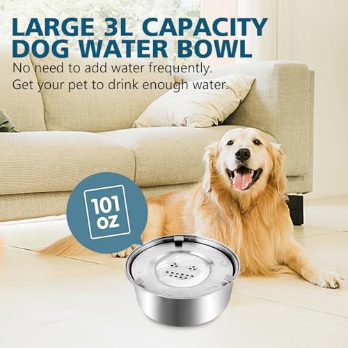 Wassernapf Hund Ohne Sabbern,Wassernapf für Hunde,Trinknapf Hund Anti Schlabber,3L Hunde Trinknapf Hundenapf Auslaufsicher Groß,Rutschfester Boden,Spülmaschinenfest