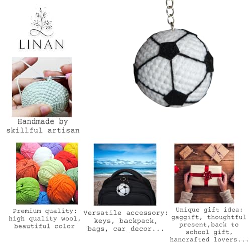 LINAN Soccer Ball Keychain, Sports Charm Keyring Accessory, Gag gift soccer Ball, Back to School gift, Gaggift, Gift for Him3