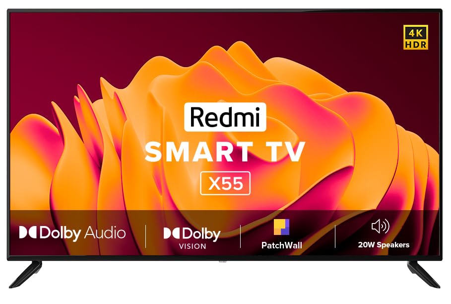 Image of Redmi 139 cm (55 inches) 4K Android Smart LED TV X55 with Dolby Vision & 30W Dolby Audio (Black)