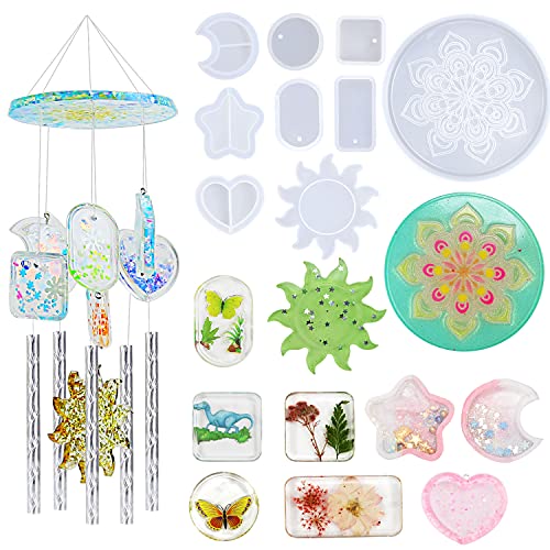 Resin Molds Silicone Kit 142 Pcs DIY Christmas Wind Chimes Epoxy Molds with Coaster Molds 100ml/25ml Measure Cups Used for Create Art Christmas Home Party Decorations Gifts Resin Molds Silicone Kit 142 Pcs DIY Christmas Wind Chimes Epoxy Molds with Coaster Molds 100ml/25ml Measure Cups Used for Create Art Christmas Home Party Decorations Gifts