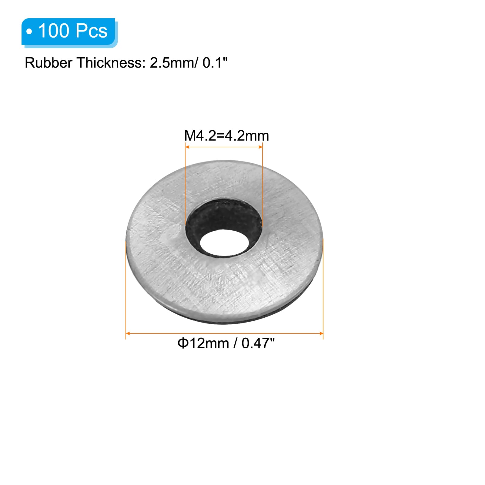 PATIKIL 1/6"x1/2" EPDM Bonded Sealing Washers - Image 2