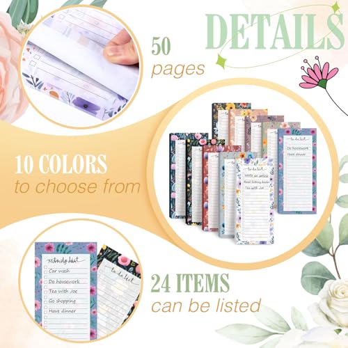 Image of Censen 10 Pack 500 Sheets to Do List Notes Daily Checklist Notepad with 50 Sheets Undated Memo Pad Color Block Shopping List Weekly Plan Notepad Organizer Planners(Flower Color,Lined) | Note Book 508 Sheets Colorful Memo Pad Office School Supplies Planner Shopping Weekly Plan Task Organizer Tear-off Design